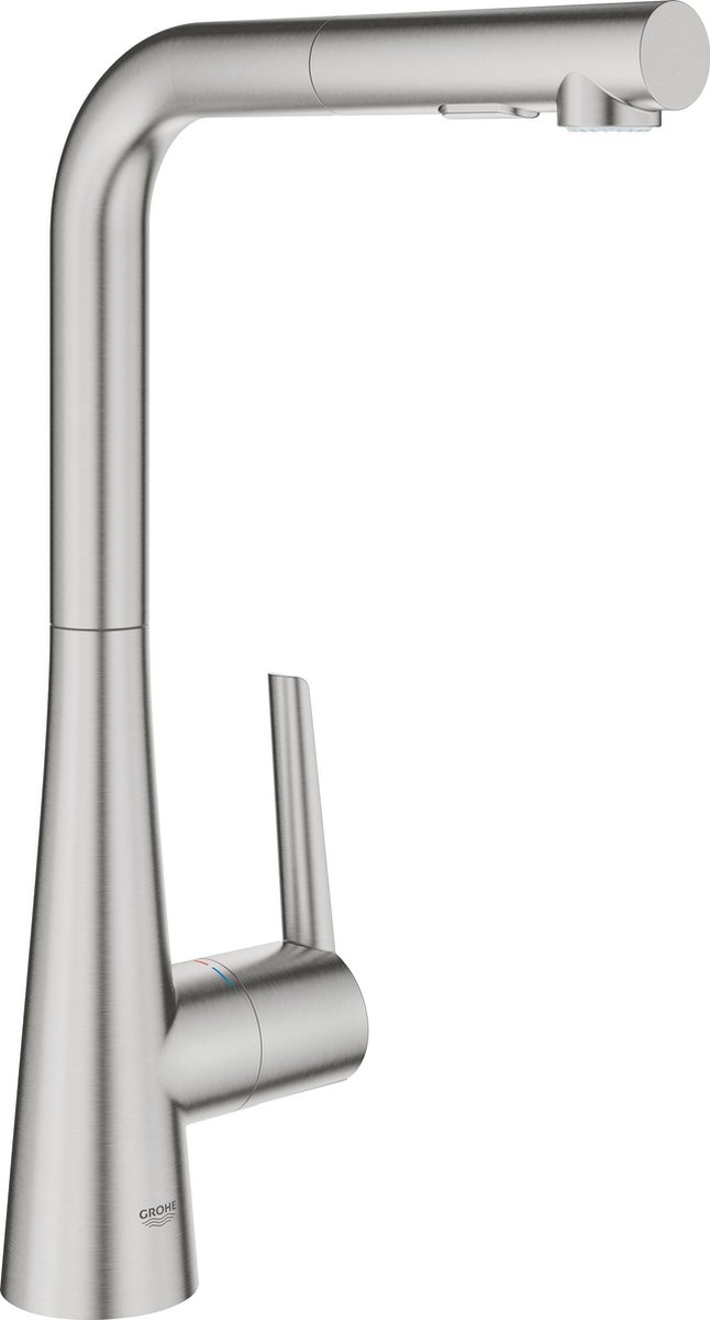 GROHE Zedra Keukenkraan - Uittrekbare sproeikop - 2 straalstanden - 360 graden draaibaar - RVS - 32553DC2