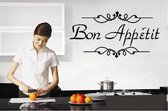 Muursticker tekst Bon Appetit - Muursticker keuken - Keuken muursticker - Muursticker eet smakelijk - Afmeting L60 x B30 cm