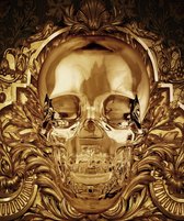 Luxe Wanddecoratie - Foto - Dibond - Aluminium Ophangsysteem - "Gold Skull"