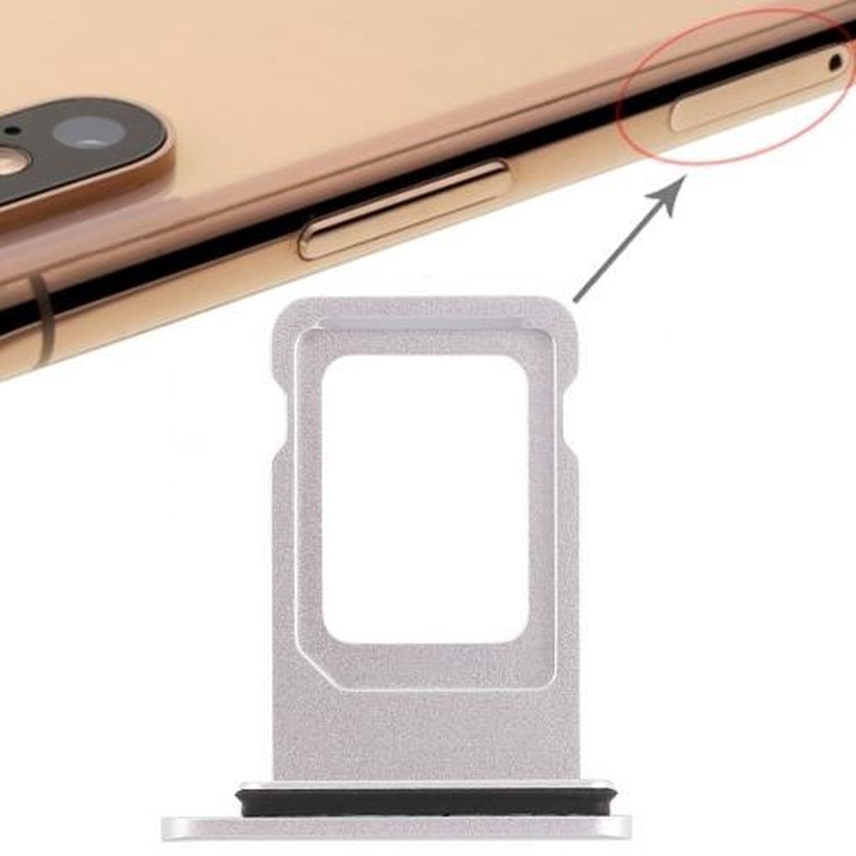 iPhone XR Simkaarthouder| Sim Tray| Zilver / Silver | Reparatie Onderdeel