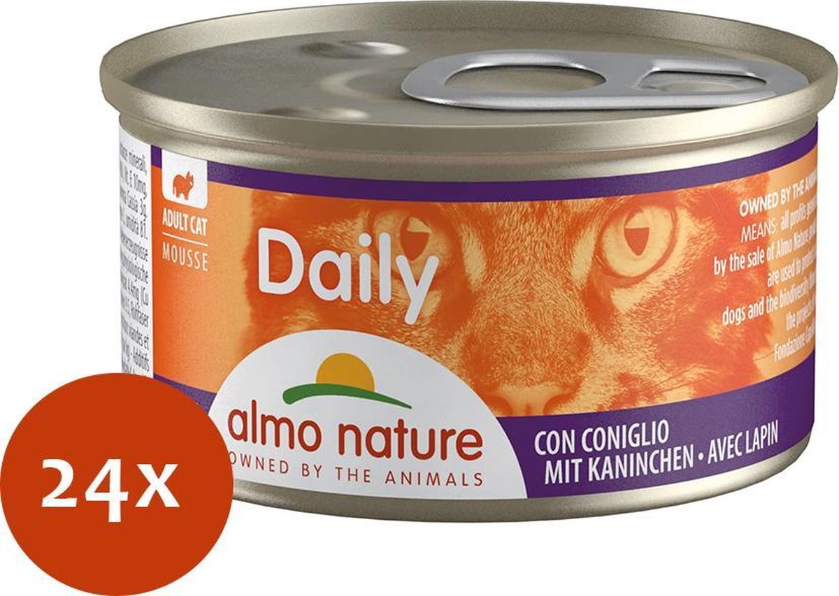 Almo Nature Cat Blik Daily Menu Mousse 85 g - Kattenvoer - 24 x Konijn