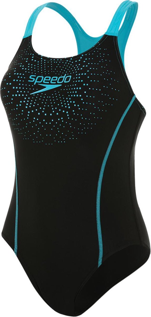 Speedo Gala Logo Medalist Badpak Dames - Zwart/Blauw - Maat 40