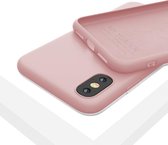 LIQUID | 180° Protection - Silicone Velvet + MicroFibre Shockproof Backcover - Telefoon Hoesje voor  iPhone X/Xs - Roze