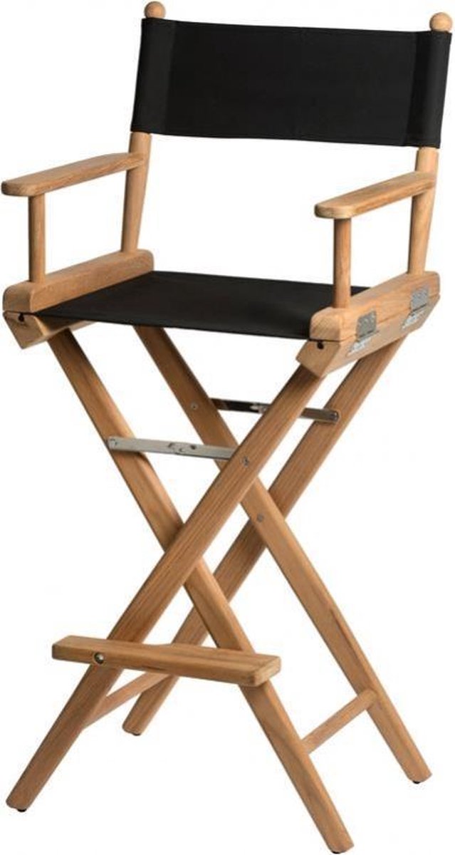 Stuurstoel Hoog Teak DeLuxe met Zwart Canvas (Geolied)