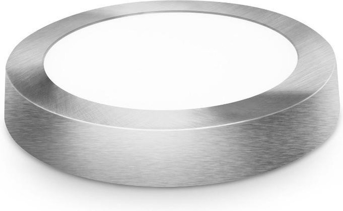LED plafondlamp - 17cm - opbouw rond - Warm wit - zilver - 12W