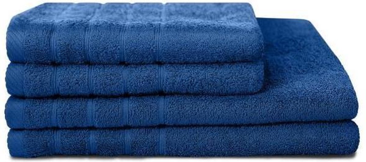 Lot de 2 Serviettes de bain 100%coton 50x90cm couleurs bleu