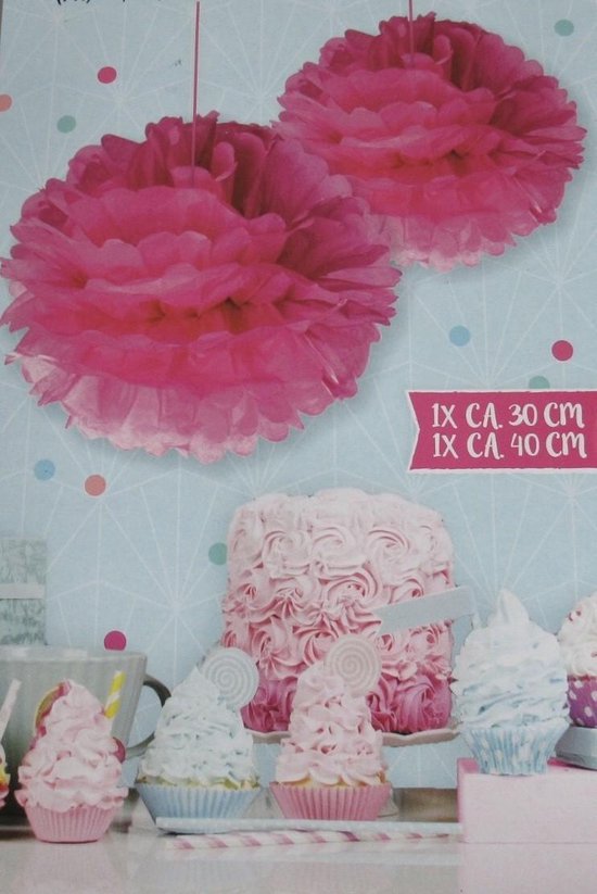 terugtrekken Verdragen biologie Papieren pompom versiering roze - babyshower versiering - 4 stuks | bol.com