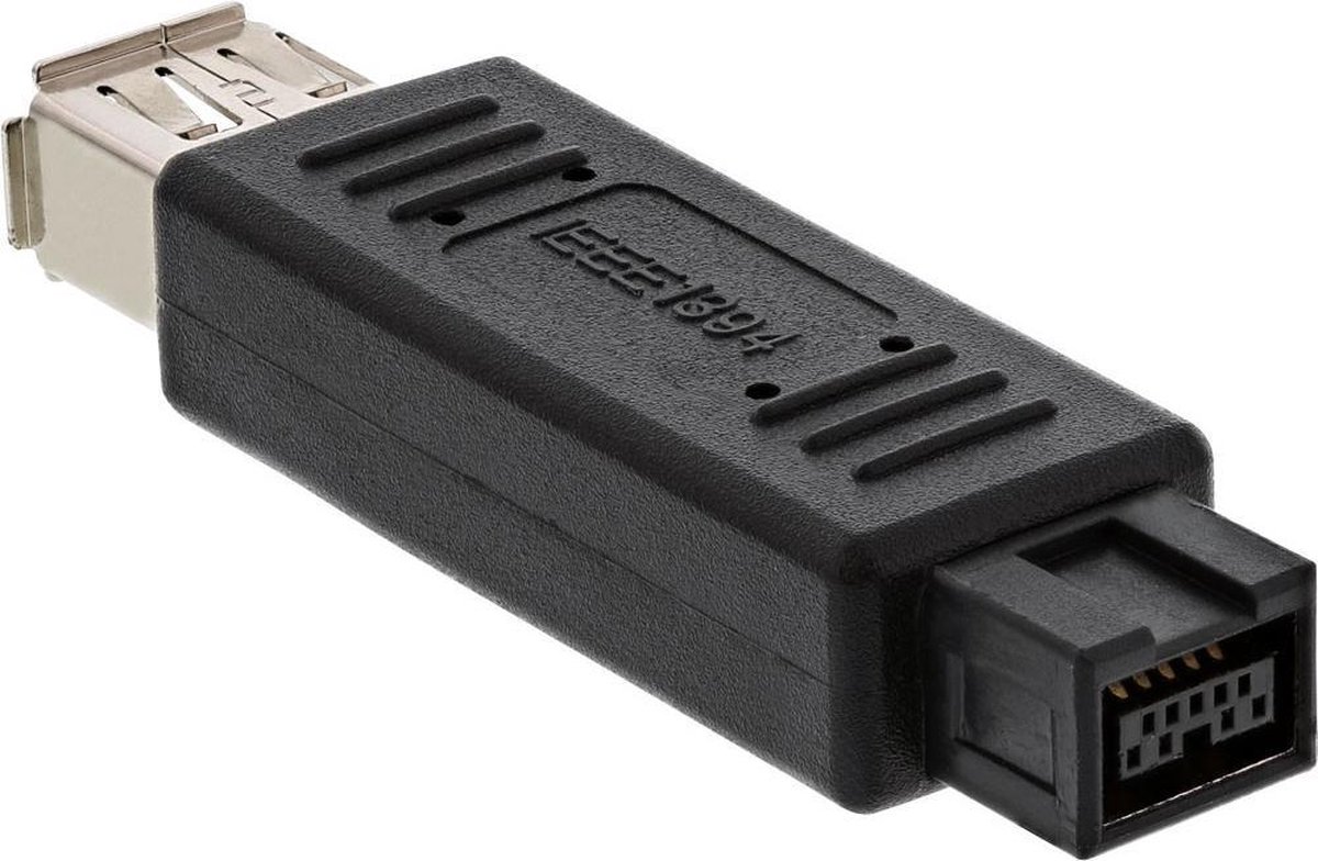 FireWire 400-800 adapter met 9-pins (m) - 6-pins (v) connectoren / zwart
