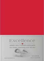 Excellence Jersey Split Topper Hoeslaken - Tweepersoons - 160x200/210 cm - Red