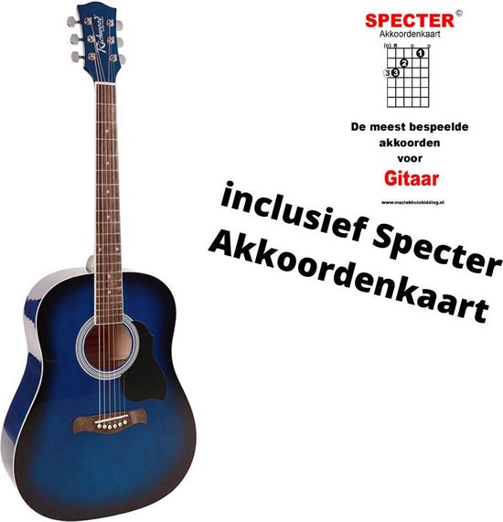 Klap Verslaafd begaan Richwood akoestische gitaar met handige akkoorden kaart blauw | bol.com