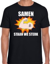 Samen staan we sterk t-shirt crisis zwart voor heren 2XL