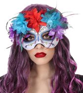 ATOSA - Veelkleurige Dia de los Muertos masker voor volwassenen - Maskers > Half maskers