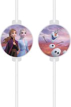 PROCOS - 4 Frozen 2 rietjes met kartonnen afbeelding - Decoratie > Rietjes