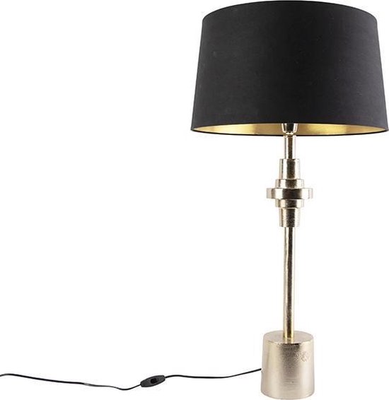 QAZQA diverso - Art Deco Tafellamp met kap - 1 lichts - H 845 mm - Zwart Goud - Woonkamer | Slaapkamer