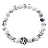 Fako Bijoux® - Buddha Armband - Leeuw Kristal - Wit - Zilverkleurig