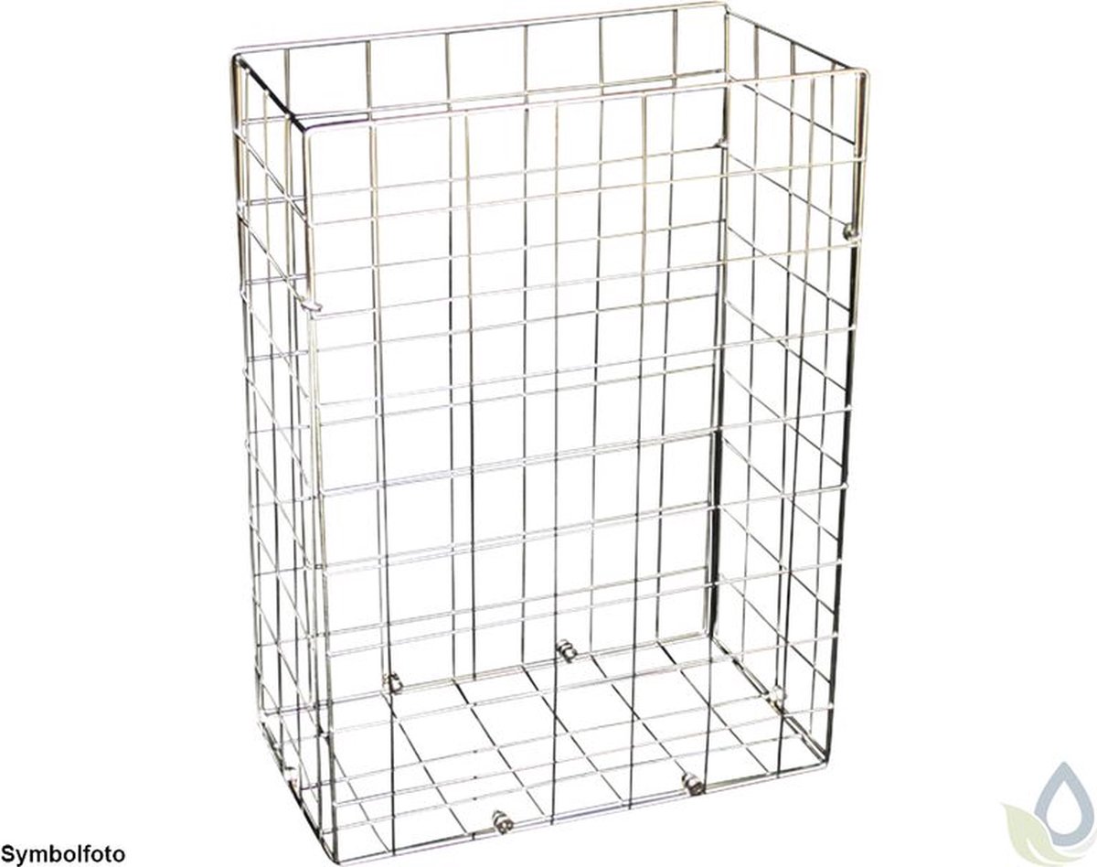 Stainless steel wire waste basket 31L polished for wall mounting or floor standing
