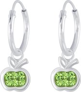 Joy|S - Zilveren appel bedel oorbellen groen kristal oorringen