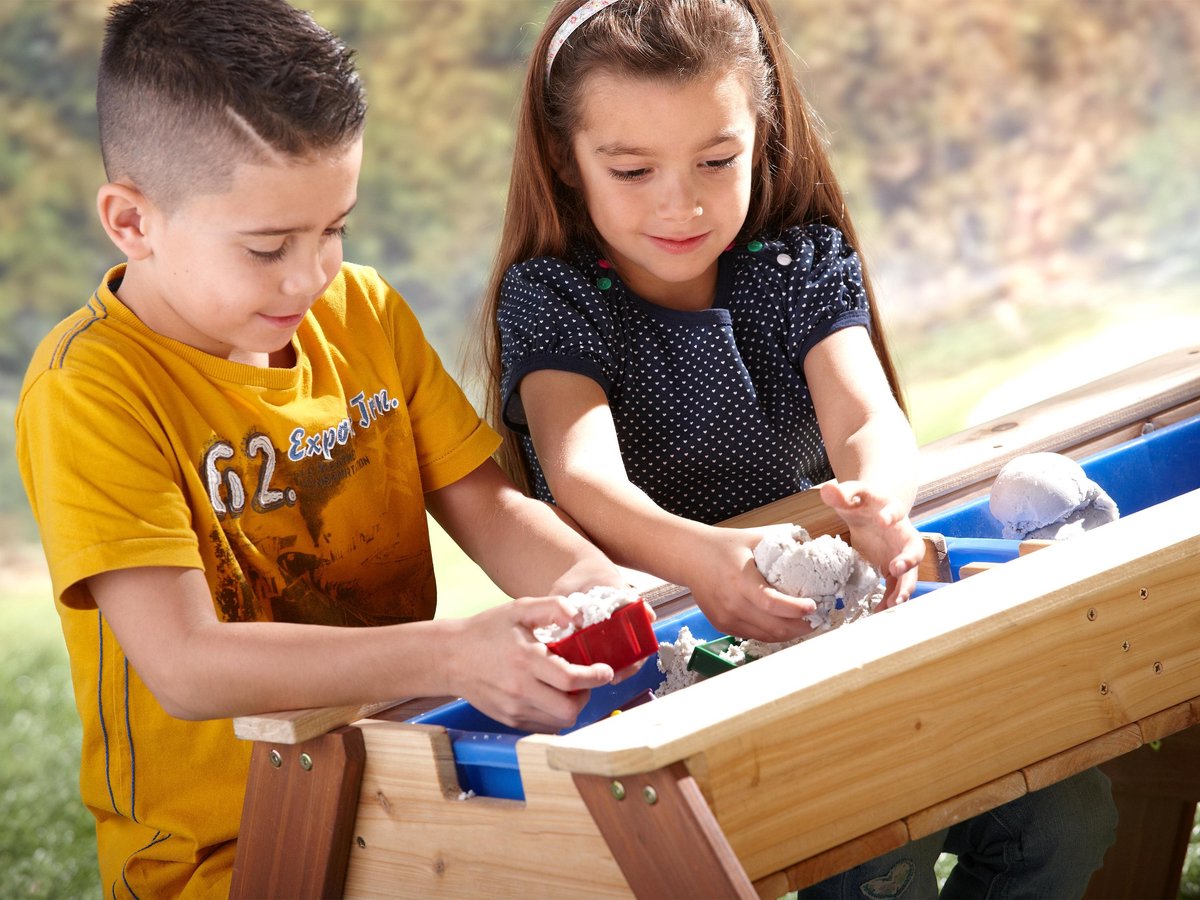 AXI Nick Zand & Water Picknicktafel in Bruin - Met in hoogte verstelbare Parasol in Blauw/Wit - Multifunctionele Picknick tafel van FSC hout - Picknick tafel voor kinderen van hout — afbeelding 12