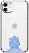 Apple Iphone 11 siliconen nijlpaarden telefoonhoesje - Transparant - Nijlpaardje