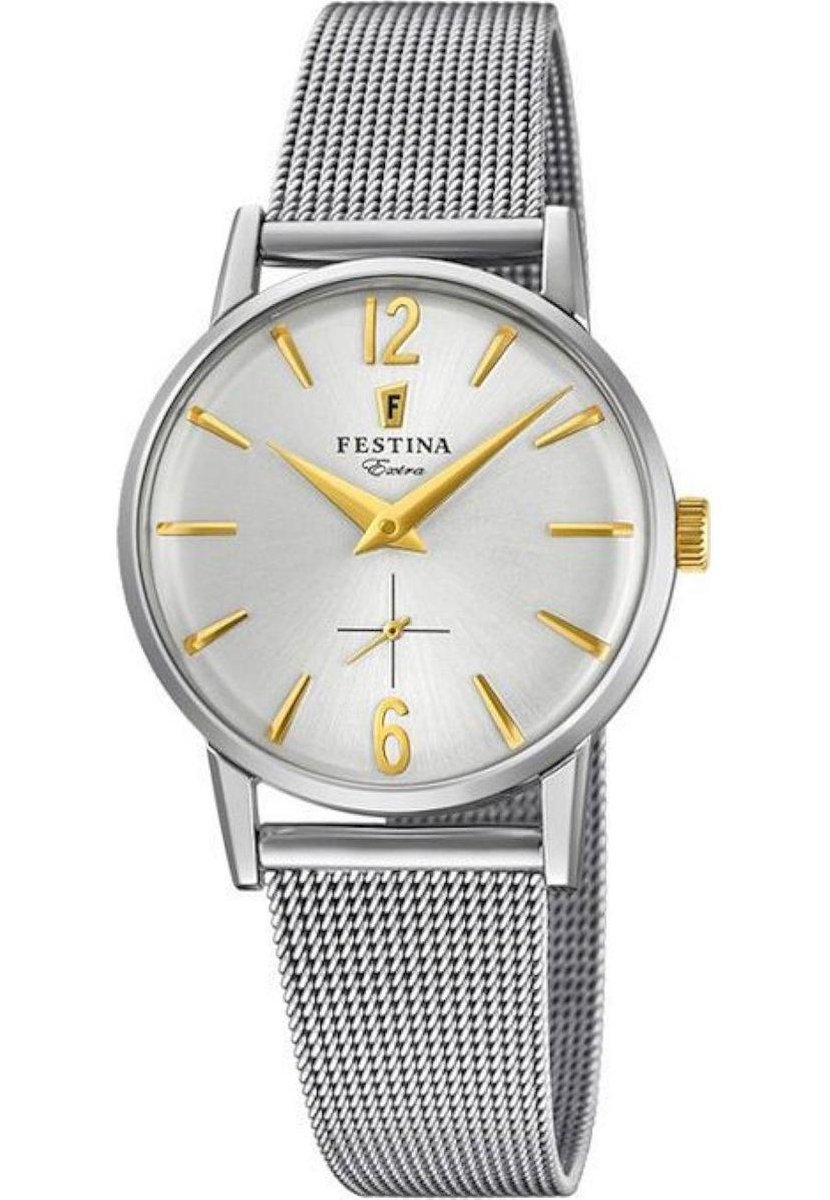 Festina F20258-2 Vintage - Horloge - Staal - Zilverkleurig - Ø 29 mm