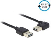 Easy-USB-A haaks (links/rechts) naar Easy-USB-A kabel - USB2.0 - tot 2A / zwart - 2 meter