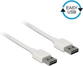 Easy-USB-A naar Easy-USB-A kabel - USB2.0 - tot 2A / wit - 3 meter