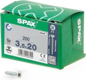 Spax Spaanplaatschroef Verzinkt PK 3.5 x 20 (200) - 200 stuks