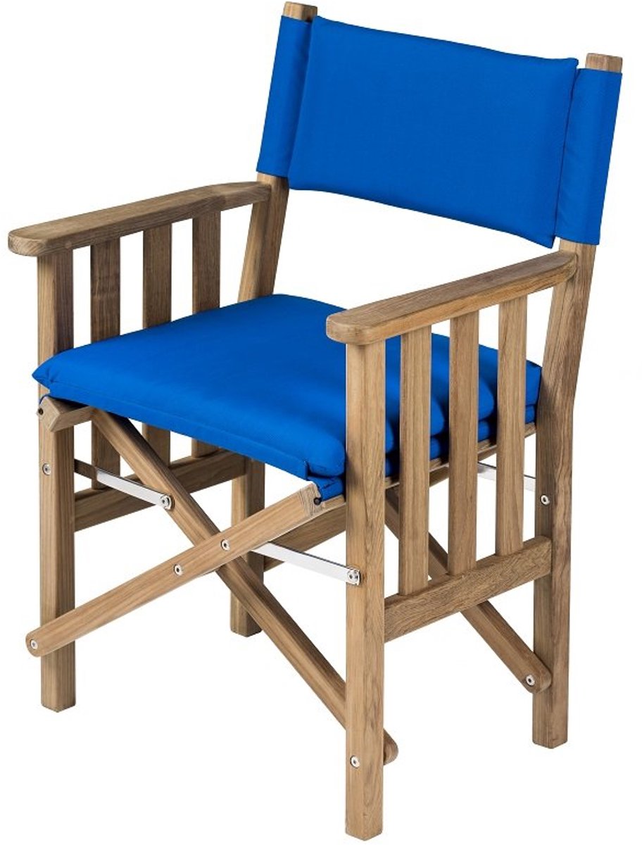 Regisseursstoel II Teak Premium met Kobalt Blauwe kussenset (Geolied)