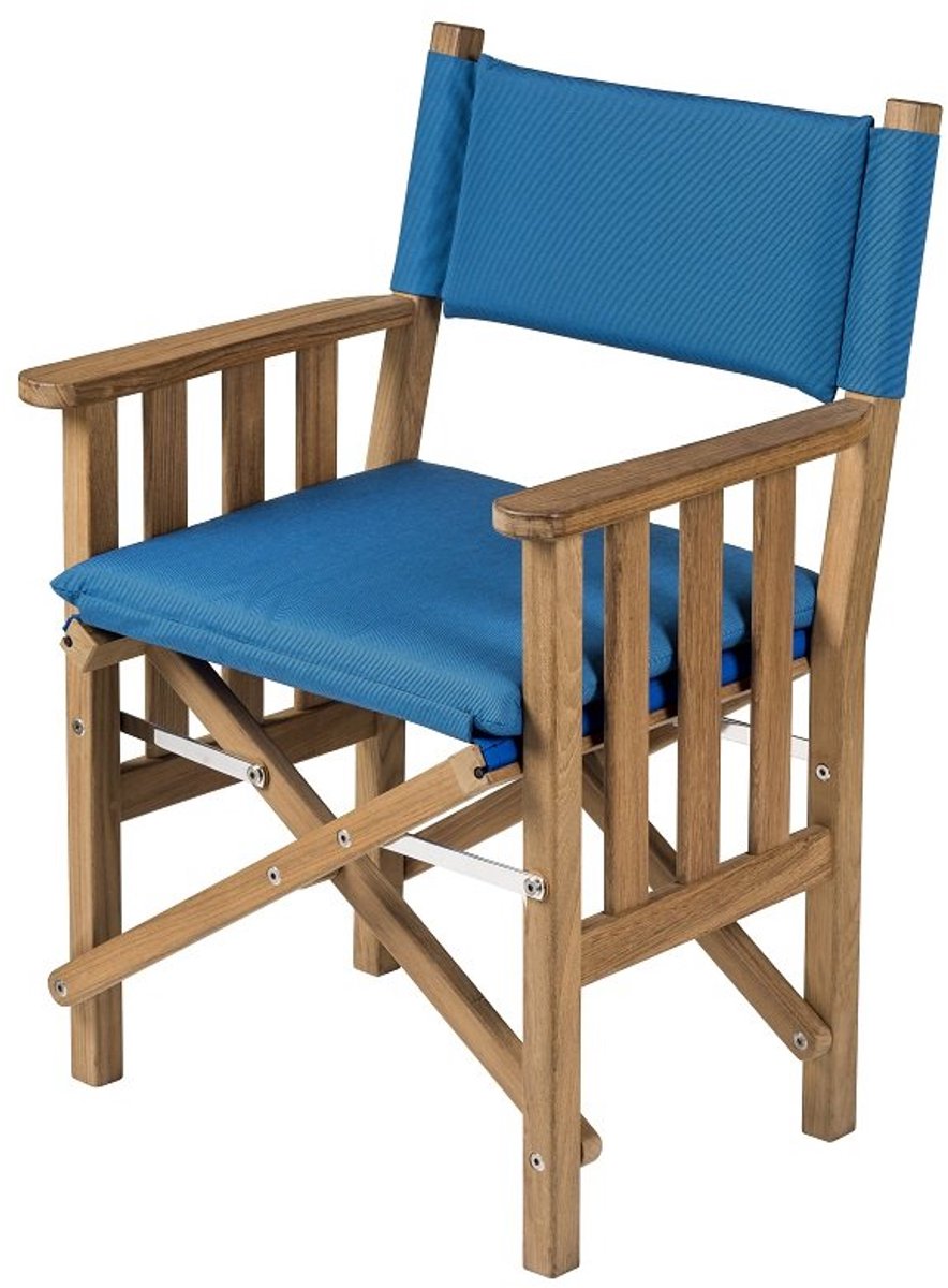 Regisseursstoel II Teak Premium met Forza Blauwe kussenset (Geolied)