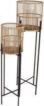 Set van 2 bamboe lantaarn op standaard