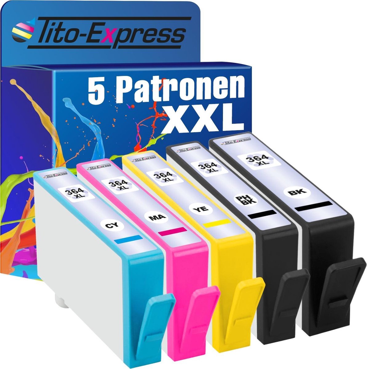 PlatinumSerie 5x inkt cartridge alternatief voor HP 364XL 364 XL - Tito-EXpress