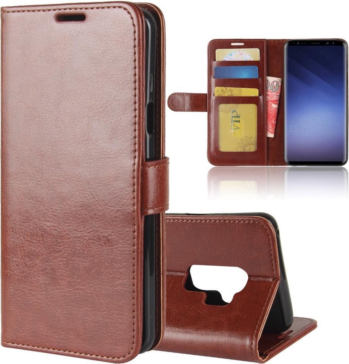 Hoesje voor Samsung Galaxy S9 Plus (S9+), 3-in-1 bookcase, bruin