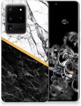 Geschikt voor Samsung Galaxy S20 Ultra TPU Siliconen Hoesje Marble White Black