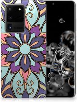Back Cover Geschikt voor Samsung S20 Ultra TPU Siliconen Hoesje Purple Flower