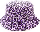 Bucket hat - panterprint - paars - zonnehoedje - Vissers Hoed - Buckethat - Hiking