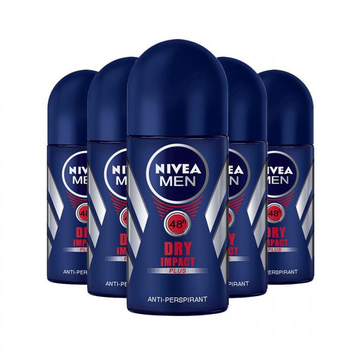 NIVEA Deo Roller Men Dry Impact Plus Deodorant 6x 50 ml Voordeelverpakking