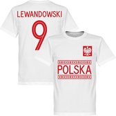 Polen Lewandowski 9 Team T-Shirt - Wit - XL