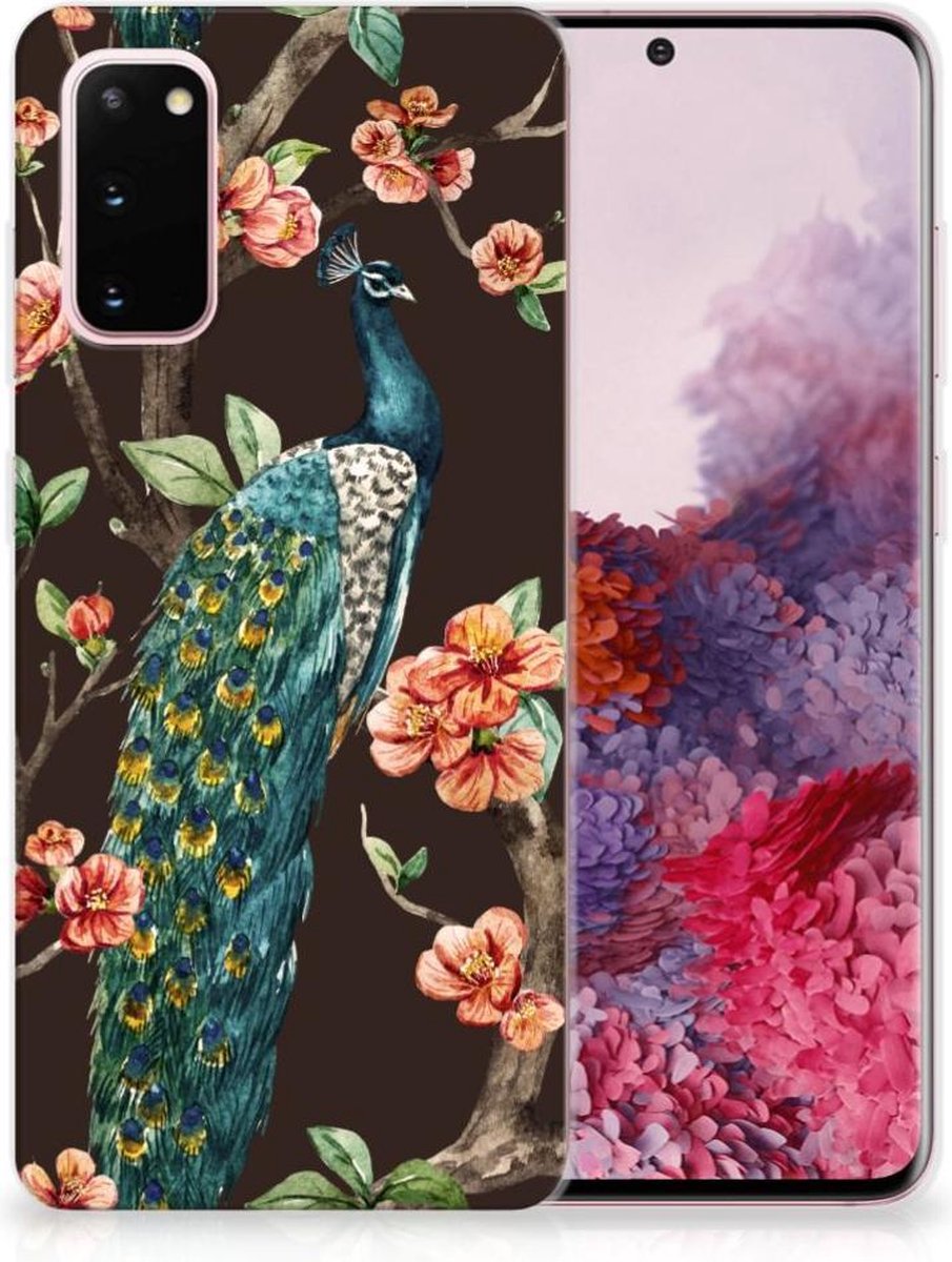 Samsung Galaxy S20 TPU Hoesje Pauw met Bloemen