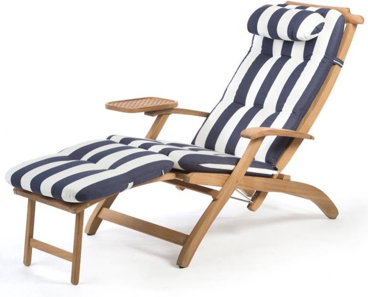 ARC Marine blauw/wit Kussen voor traditionele teakhouten Dekstoel