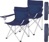 Acaza - 2 Campingstoelen - Strandstoel opvouwbaar - Vouwstoel met armleuning - Draagvermogen 120 kg - Blauw