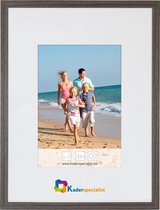 Vlakke Houten Wissellijst - Fotolijst - 50x60 cm - Ontspiegeld Kunstglas - Antraciet Eik - 15 mm