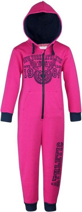 Joggingstof onesie roze - maat 92/98 - meisjes onesies huispak