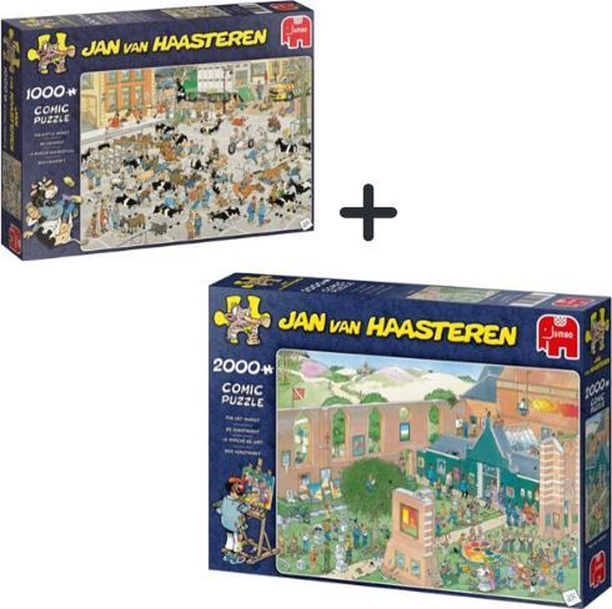 Jan van Haasteren - 2 puzzels - Veemarkt + Kunstmarkt - 1000 en 2000 stukjes