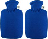 2x Fleece kruiken blauw 1,8 liter met hoes - warmwaterkruik