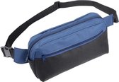 Blauw/zwart heuptasje/buideltasje 28 x 17 cm - Blauw/zwarte heuptassen/fanny pack voor op reis/onderweg