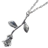 Tesoro Mio Michel – TMM Basics – Ketting Met Roos Bloem Hangertje – Verzilverd 304 Edelstaal – 36 + 7 cm Verstelbaar - Incl. Geschenkverpakking en Poetsdoekje Voor Zilver