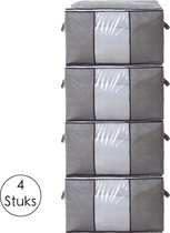 Flokoo - Opbergtas voor kleding en dekbedden - 4 stuks - Textiel - Grijs