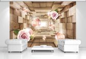 Pink Roses And Red Spheres Photo Wallcovering
