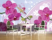 Orchid Flowers Pattern Photo Wallcovering