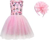 Surprise jurk licht roze maat 110-116 (130) + roze haarband prinsessen jurk verkleedjurk